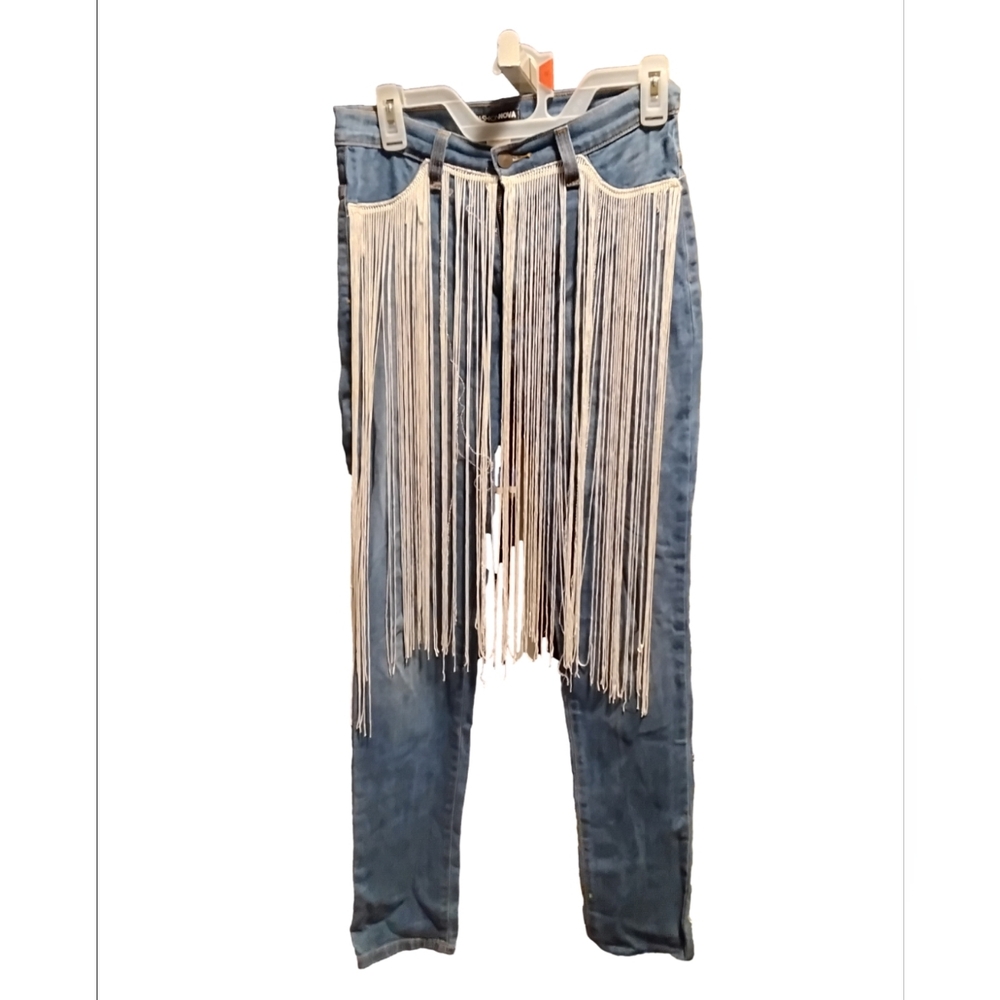 💗🤎Fashion Nova Women's Jeans Size 7 with White Fringes🧡💔
